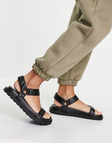 Bershka Padded Sporty Sandal - Black