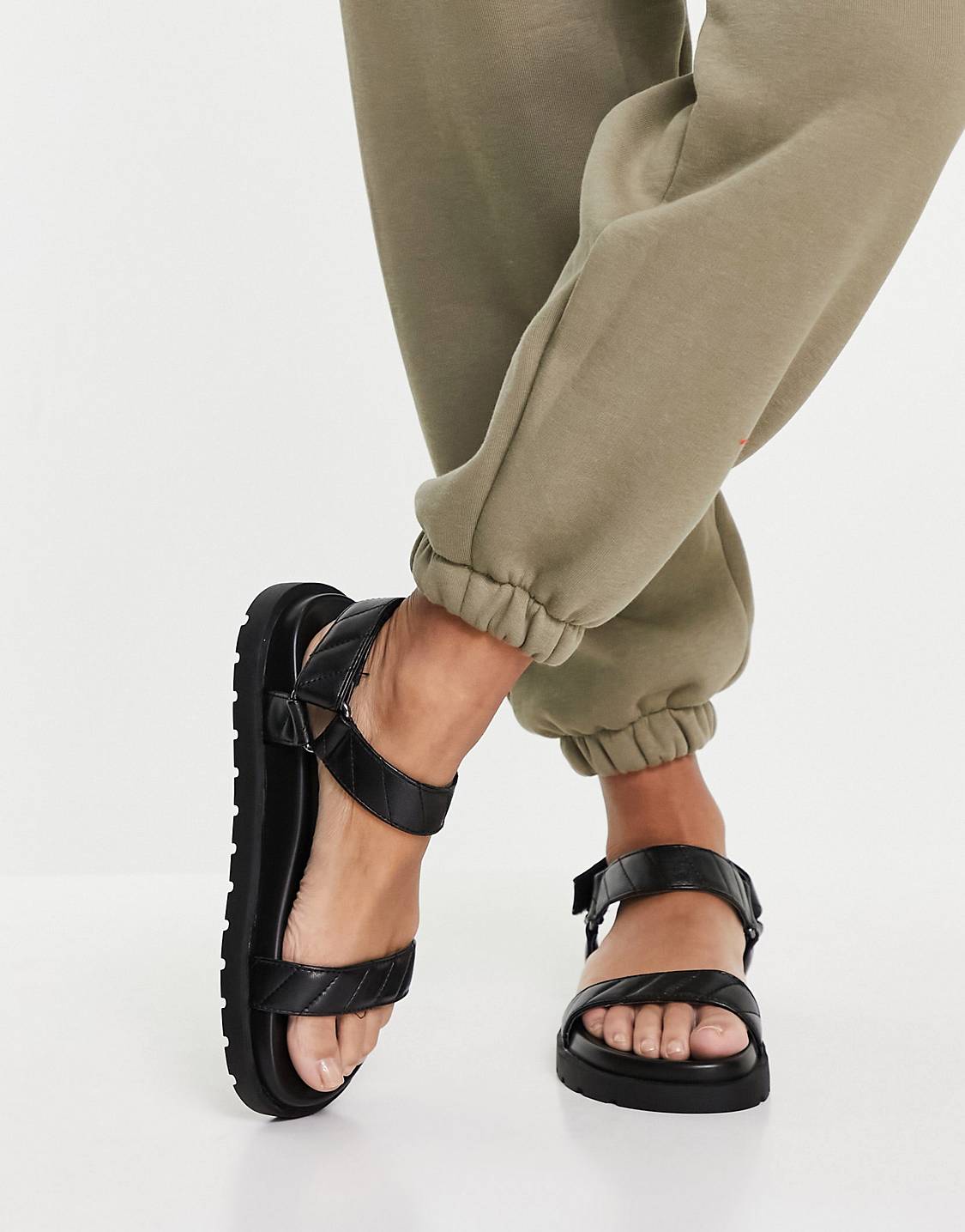 Bershka Padded Sporty Sandal - Black